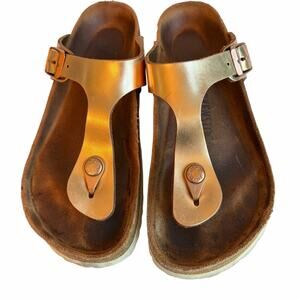 Birkenstock Gizeh Metallic Copper Soft Footbed Thong Sandal Wide 37 EU 6-6.5 US